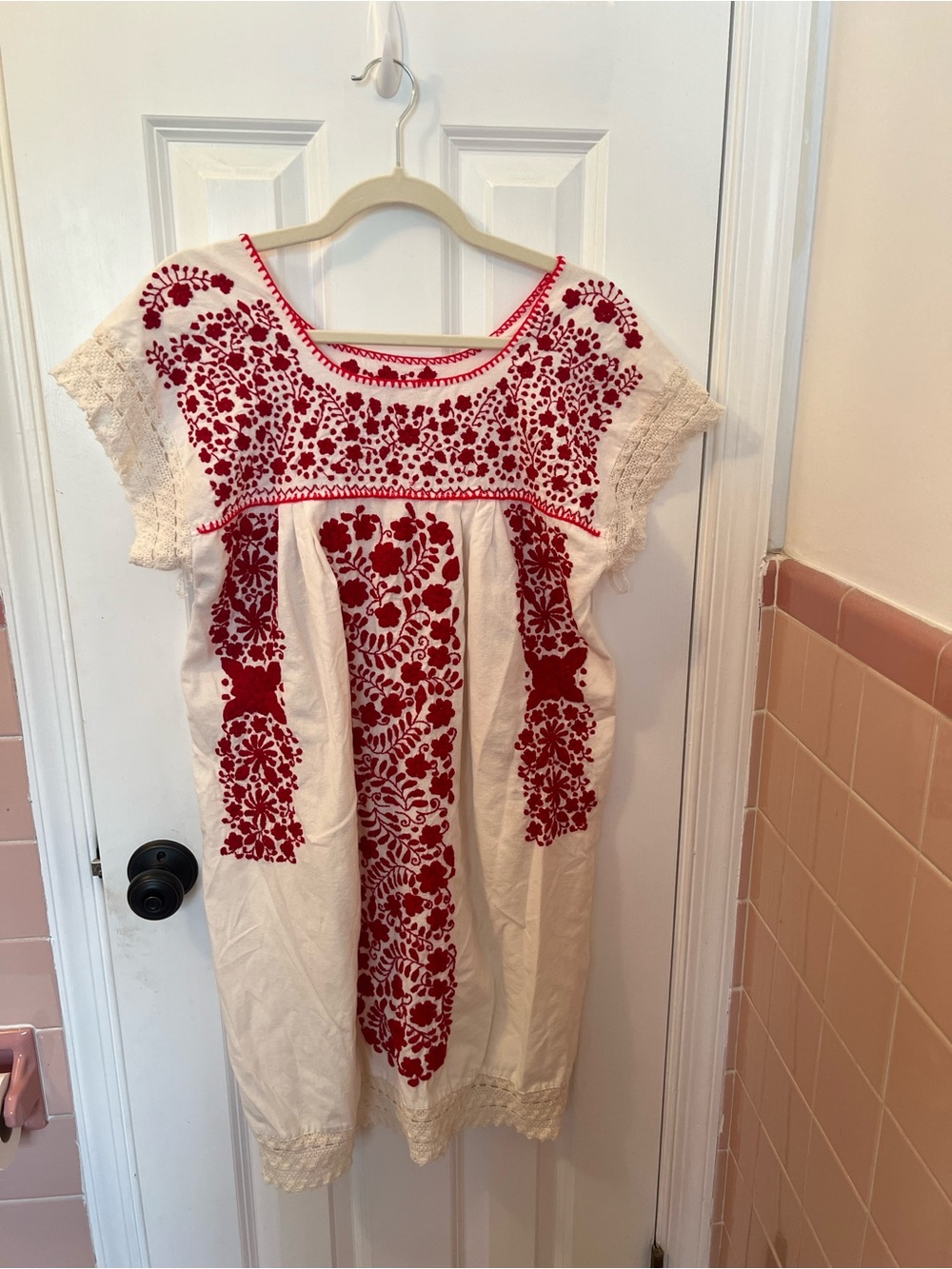 Handmade Embroidered Vintage Mexican Dress